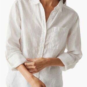 Michael Stars White Spencer Linen Button-Up Shirt